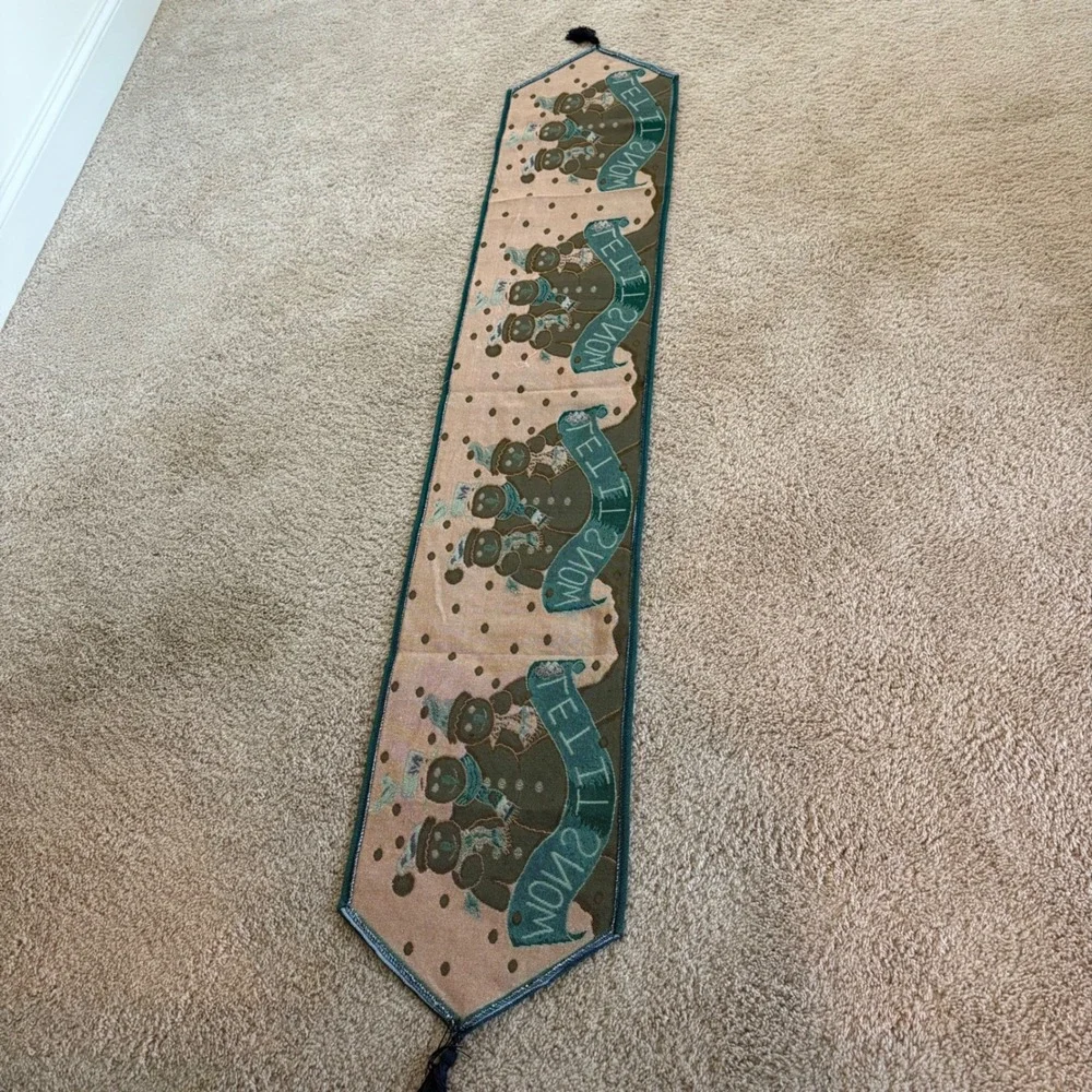 Snowman Winter Table Runner 71x13 Let It Snow Winter Holiday‎ Decor Tapestry